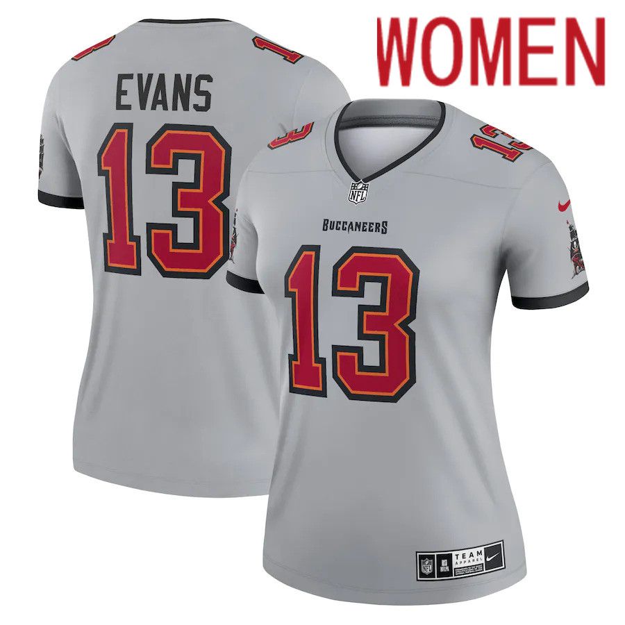 Women Tampa Bay Buccaneers 13 Mike Evans Nike Gray Inverted Legend NFL Jersey